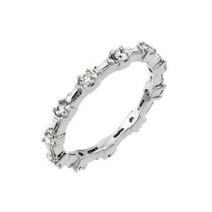 Sterling Silver 925 Rhodium Plated Clear CZ Stackable Eternity Ring